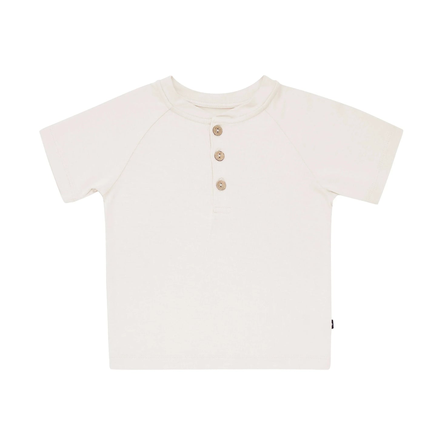 Short Sleeve Toddler Henley Tee in Oat
