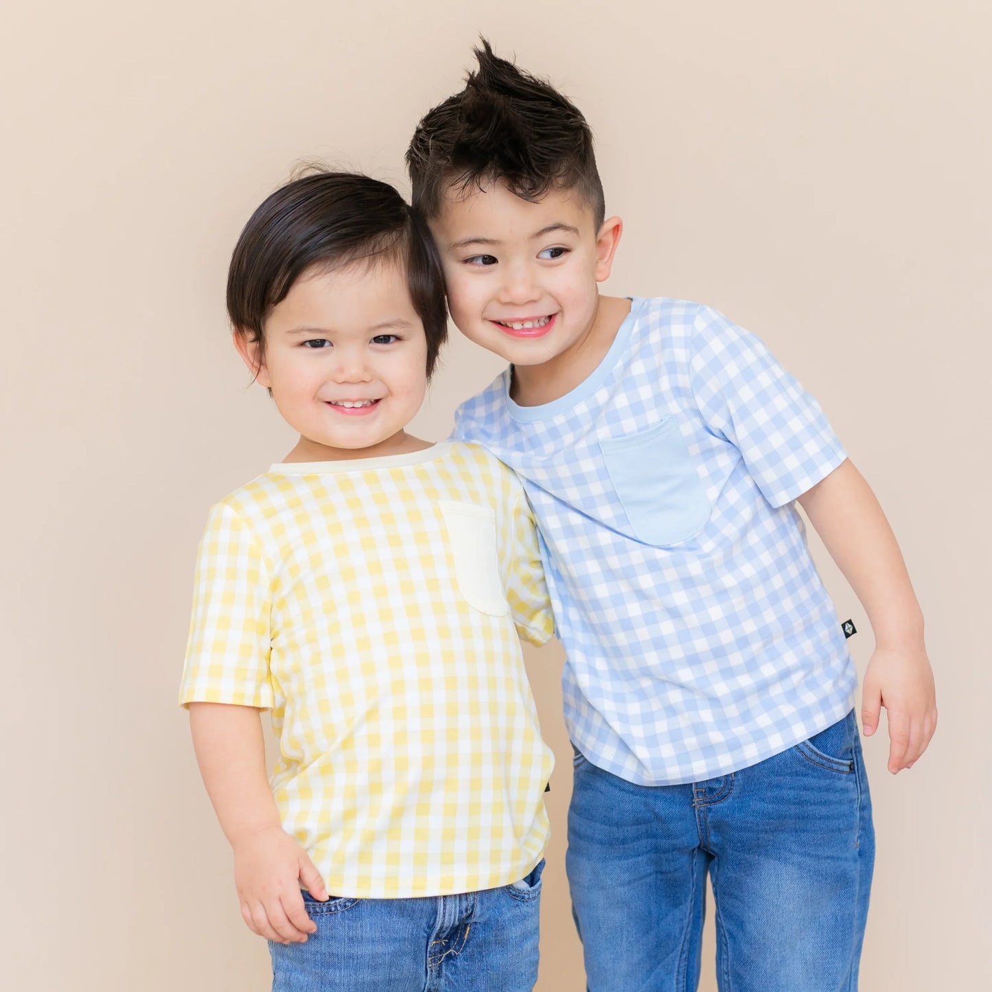 Toddler Crew Neck Tee in Gingham Chamomile