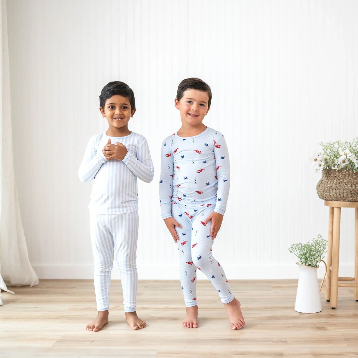 Long Sleeve Pajamas in Small Mist Stripe