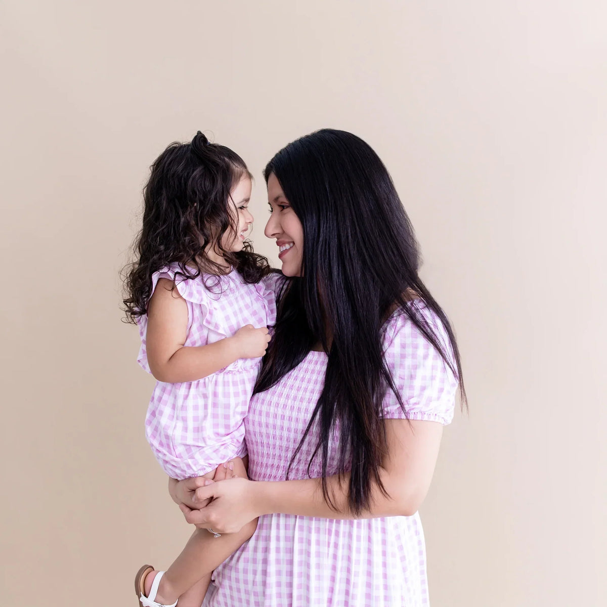 Bubble Romper in Gingham Thistle