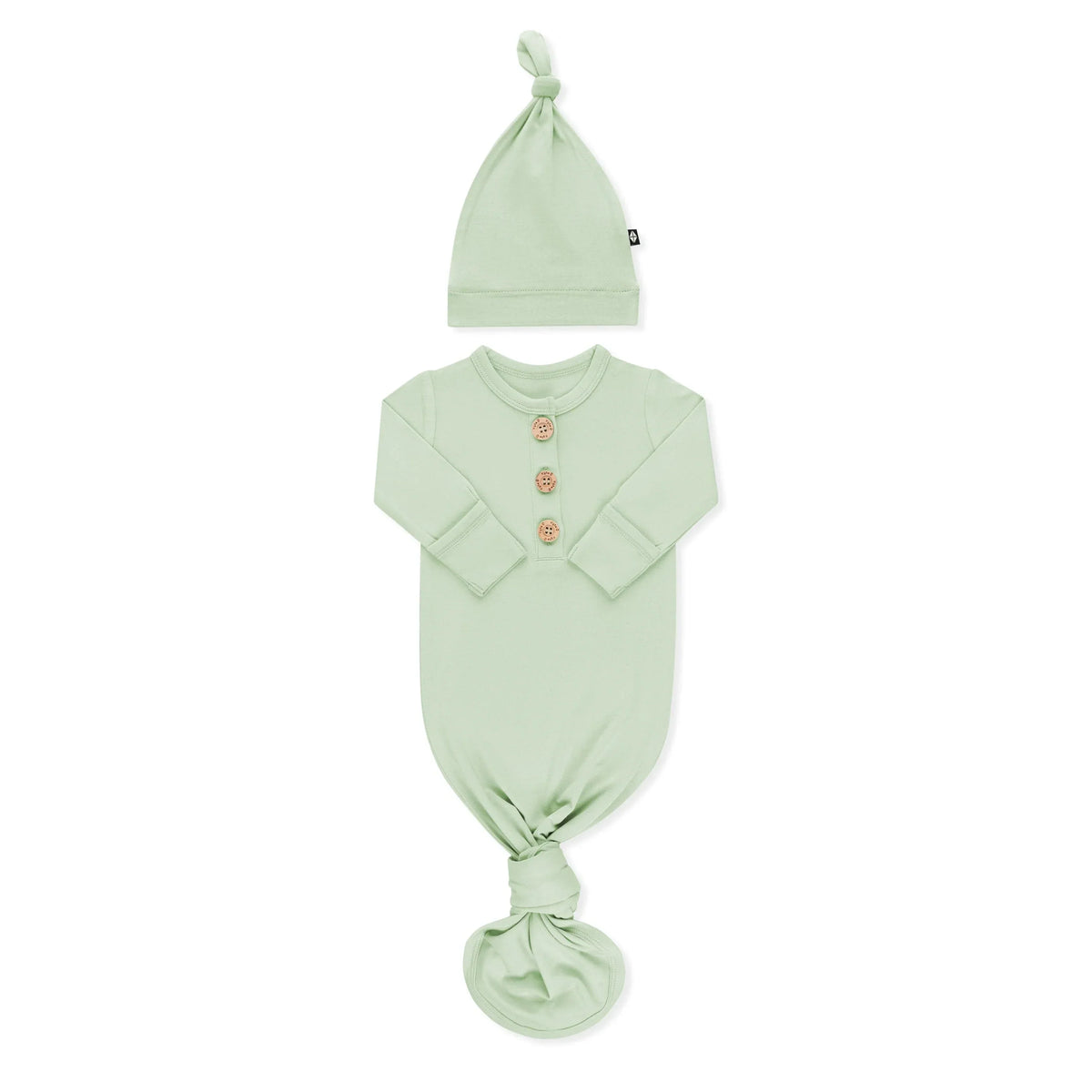 Knotted Gown with Hat Set in Basil