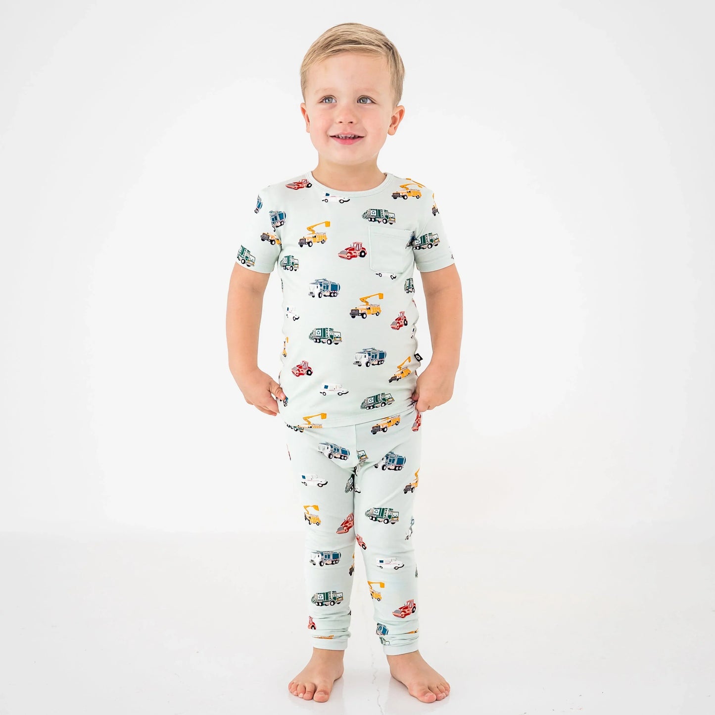 Short Sleeve with Pants Pajamas in City Vehicles