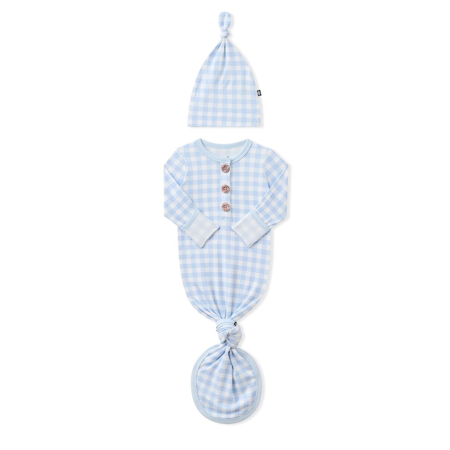 Knotted Gown with Hat Set in Gingham Breeze