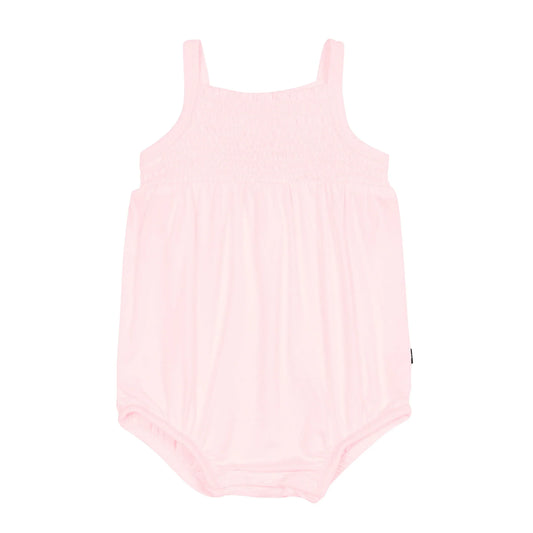 Smocked Bubble Romper in Sakura
