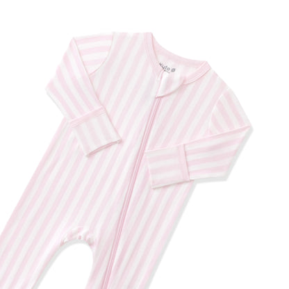 Zippered Romper in Small Sakura Stripe
