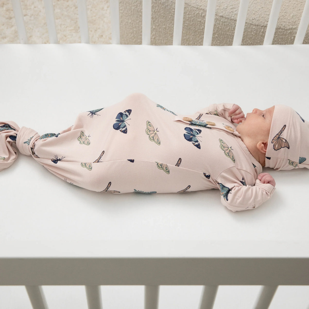 Knotted Gown with Hat Set in Blush Butterfly