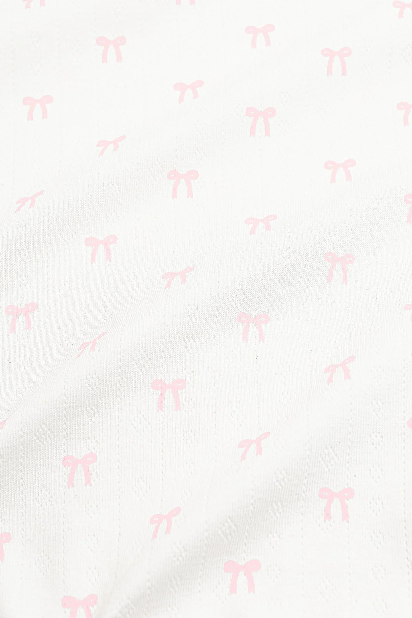 Pointelle Zippered Footie in Sweet Pink Bow