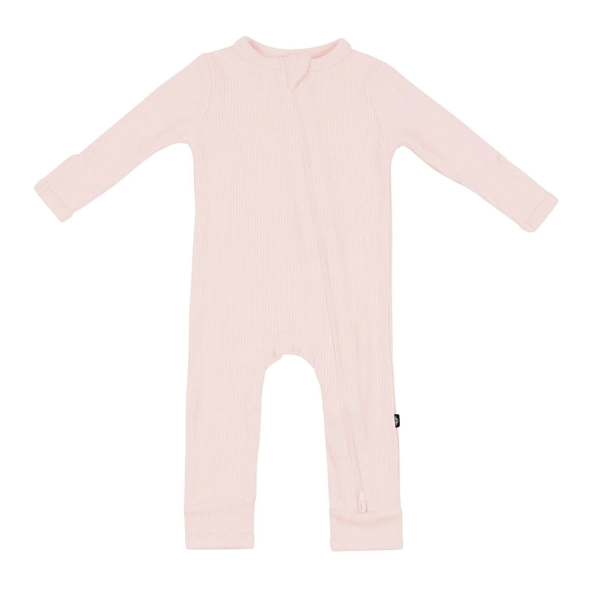 Ribbed Zipper Romper in Blush