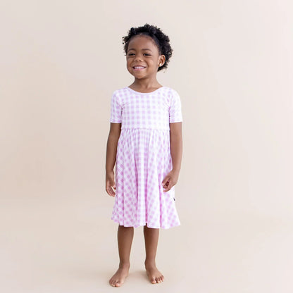 Twirl Dress in Gingham Thistle