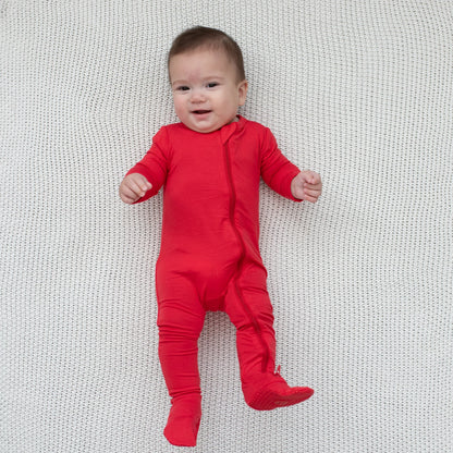 Zippered Footie in Cardinal