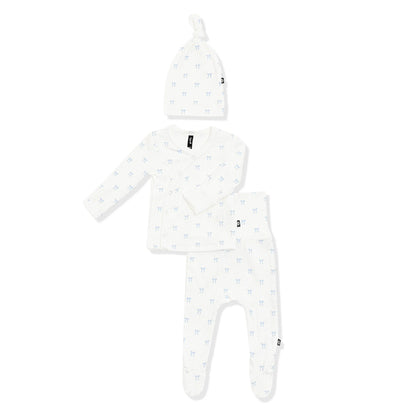 Pointelle Take Me Home Set with Cap in Sweet Blue Bow