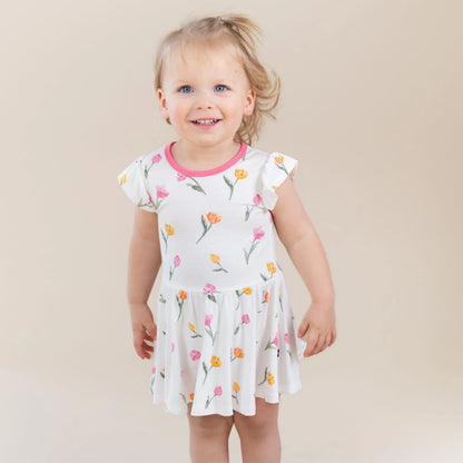 Twirl Bodysuit Dress in Tulip