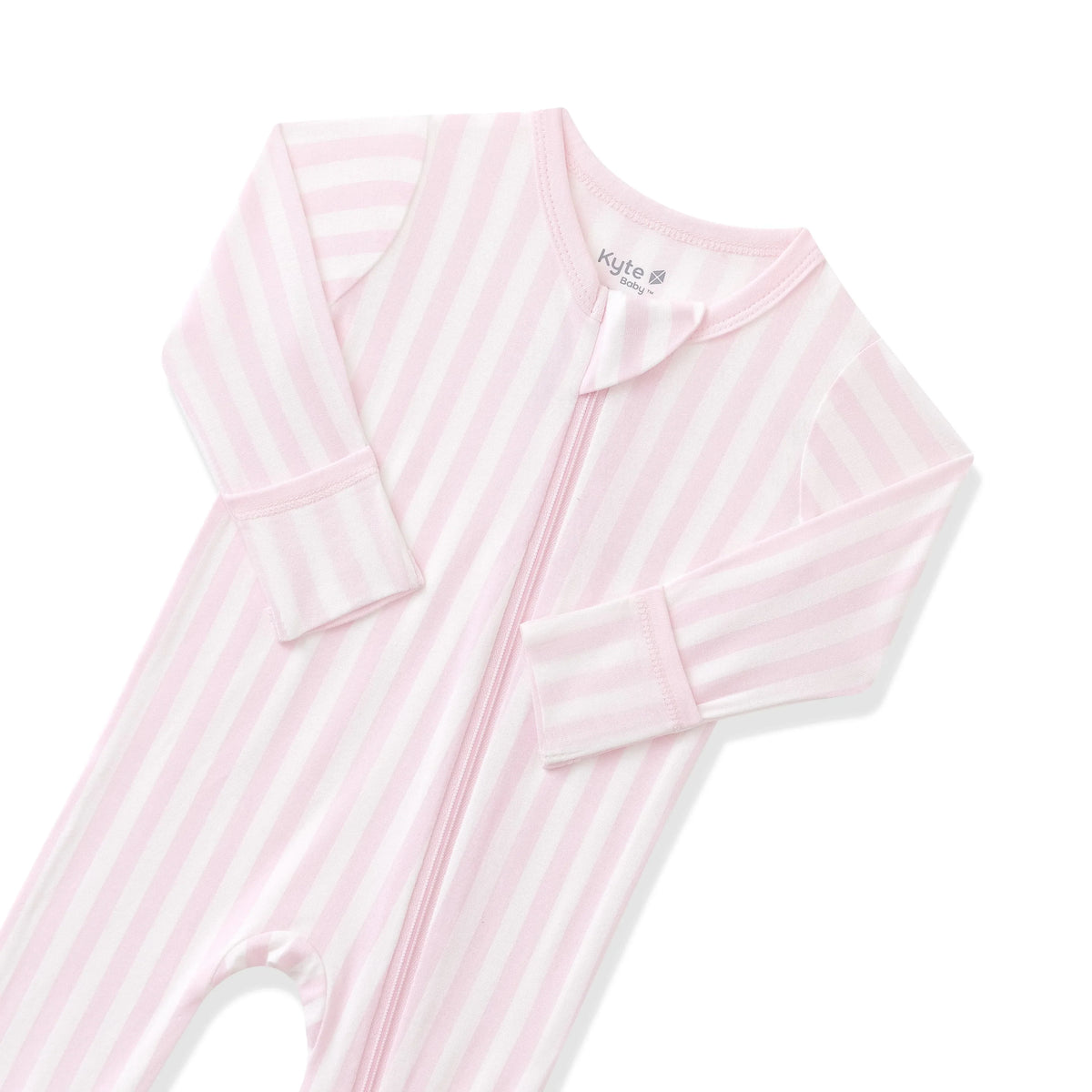 Zippered Footie in Small Sakura Stripe