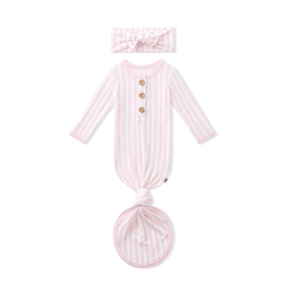 Knotted Gown with Bow Set in Small Sakura Stripe