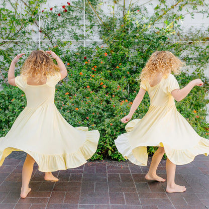 Puff Sleeve Twirl Dress in Chamomile