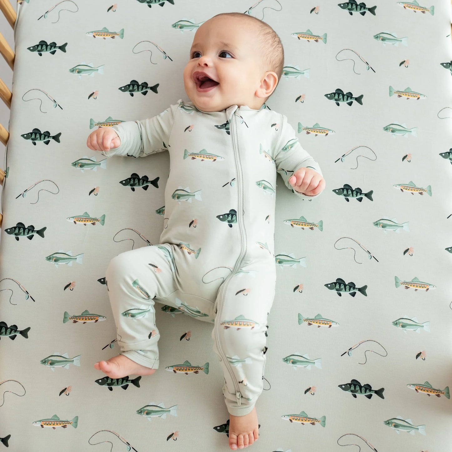 Zippered Romper in Fishing