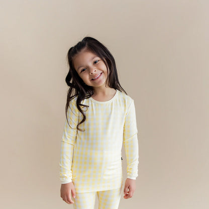 Long Sleeve Pajamas in Gingham Chamomile