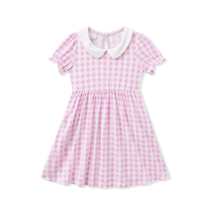 Peter Pan Collar Dress in Gingham Thistle