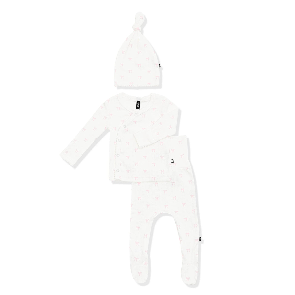 Pointelle Take Me Home Set with Cap in Sweet Pink Bow