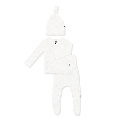Pointelle Take Me Home Set with Cap in Sweet Pink Bow
