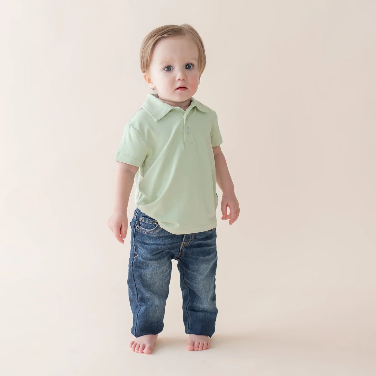 Toddler Short Sleeve Polo in Basil