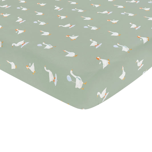 Mini Crib Sheet in Silly Goose