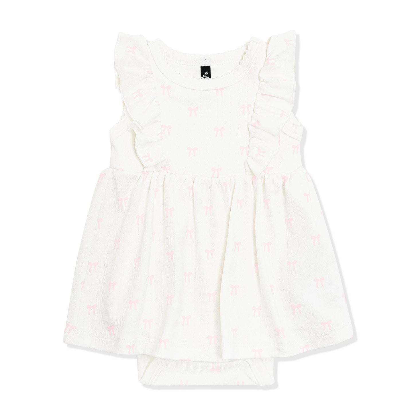 Pointelle Bodysuit Dress in Sweet Pink Bow