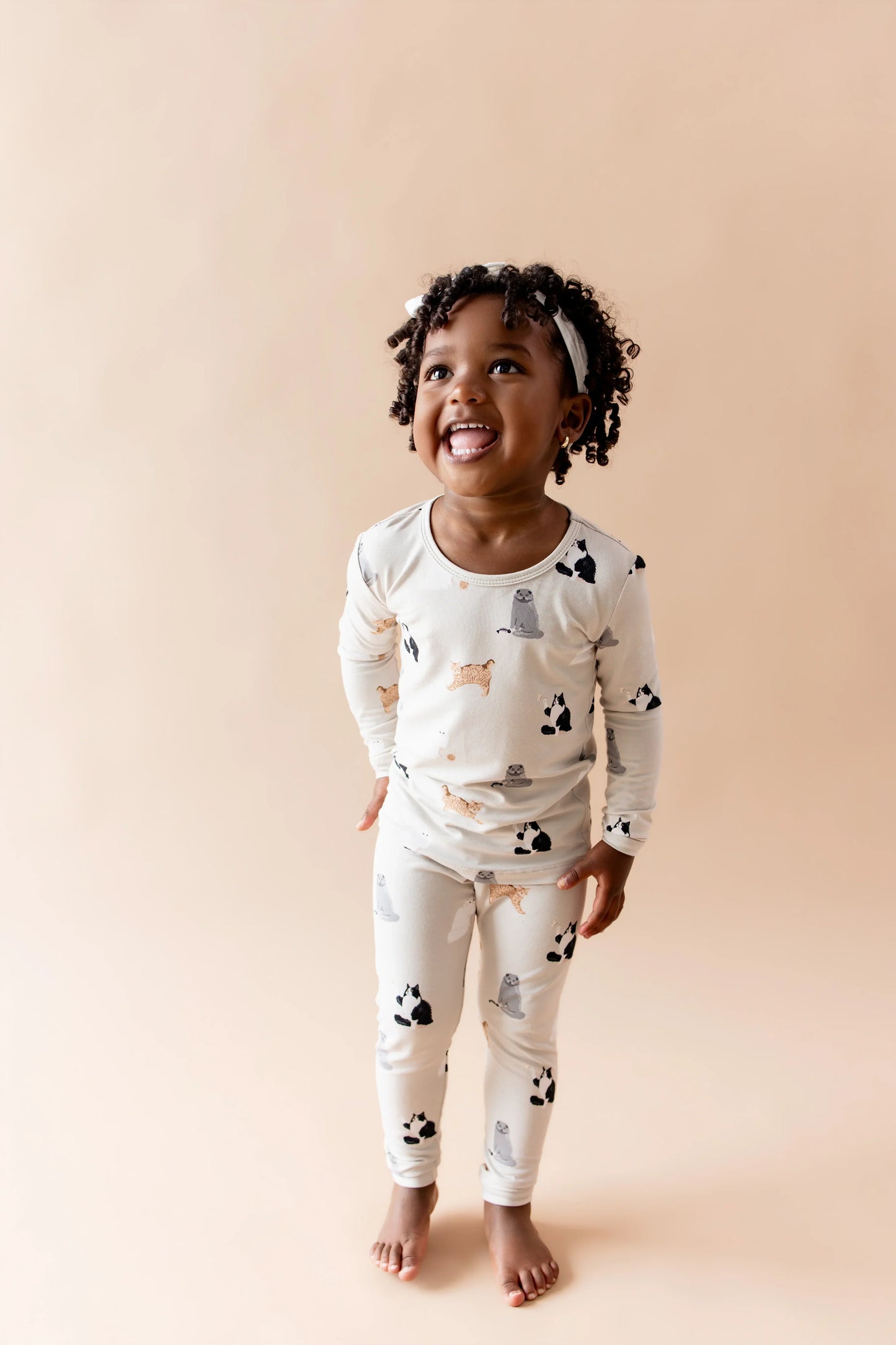 Long Sleeve Pajamas in Fluffy Cat