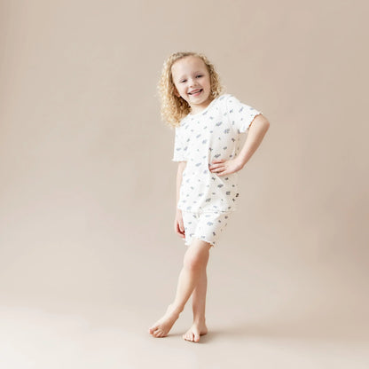 Pointelle Short Sleeve Set in Spray Rose