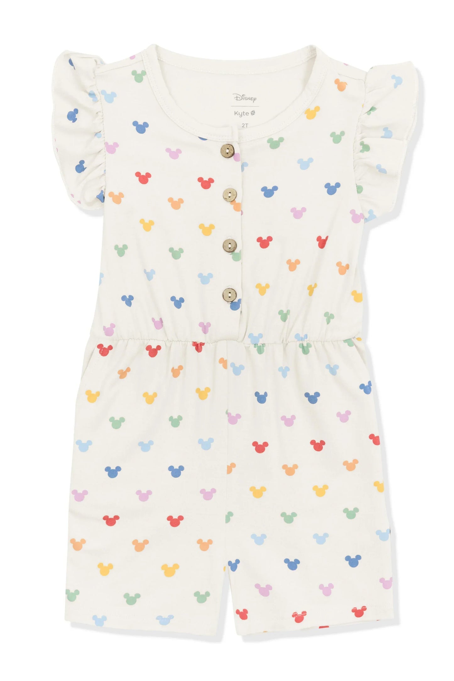 Flutter Sleeve Romper in Pastel Mickey Mouse