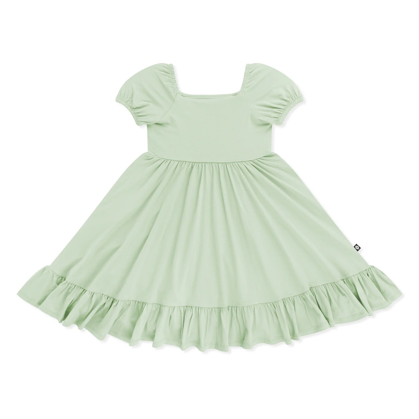 Puff Sleeve Twirl Dress in Basil