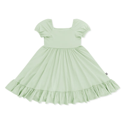 Puff Sleeve Twirl Dress in Basil