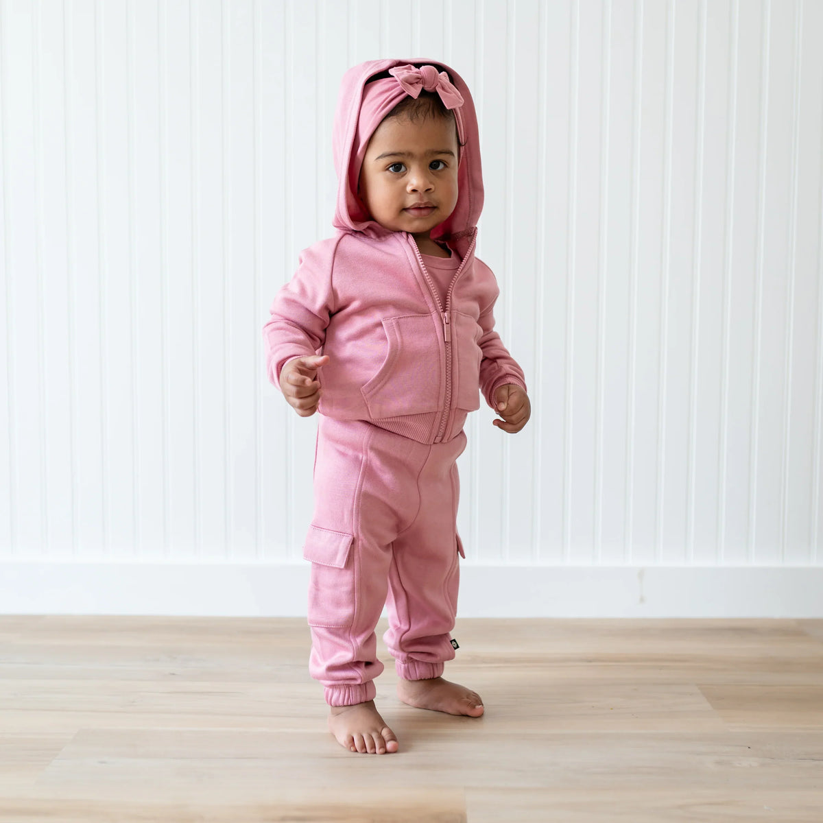 Fleece Cargo Pants in Apple Blossom