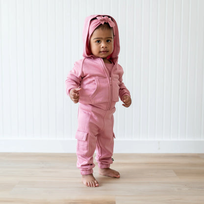 Fleece Cargo Pants in Apple Blossom