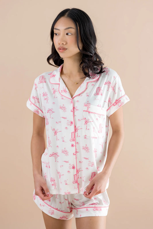 Women's Short Sleeve Pajama Set in Toile Ballet