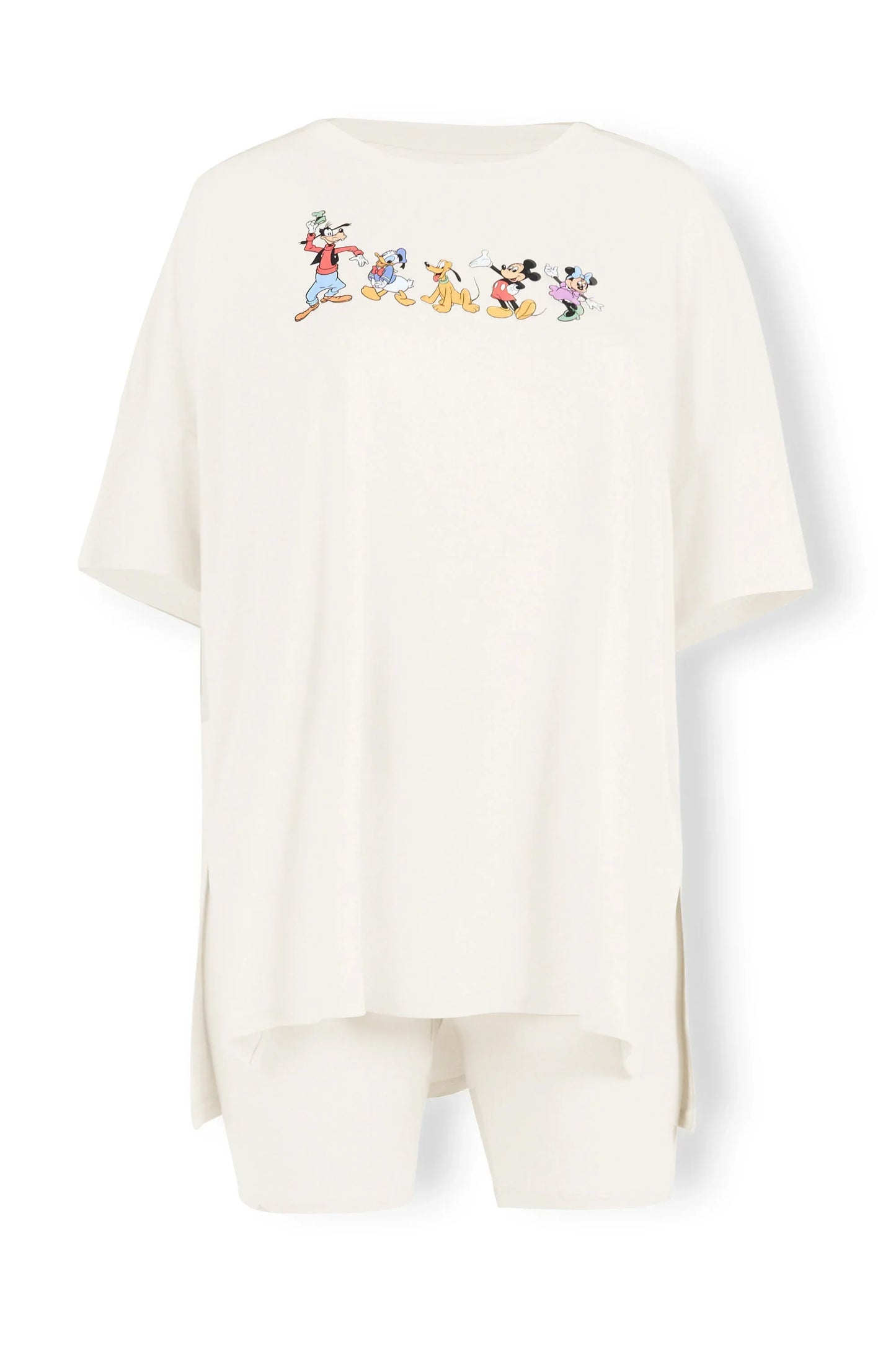 Women’s Biker Short Set in Mickey and Friends on Ecru