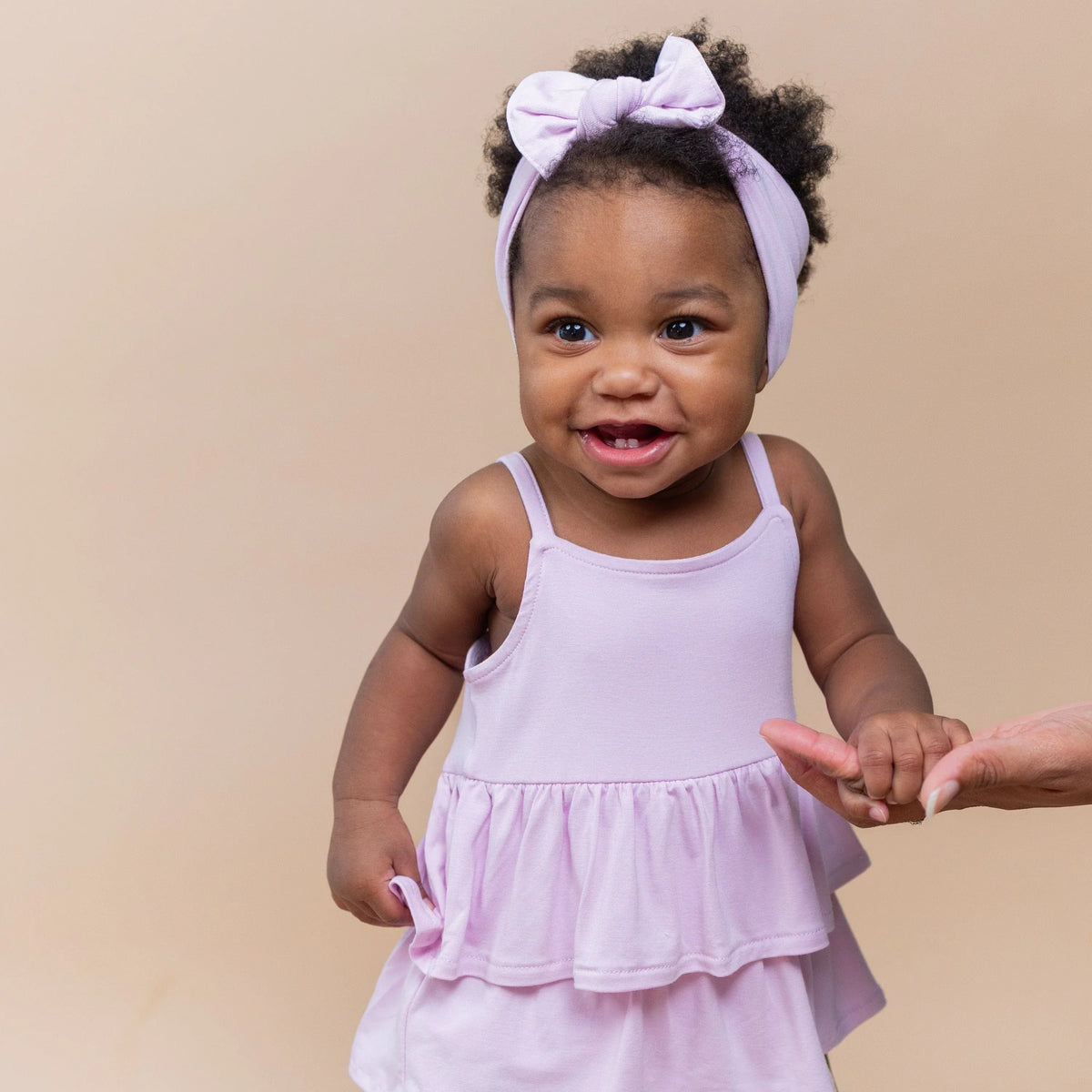 Spaghetti Strap Ruffle Romper in Thistle