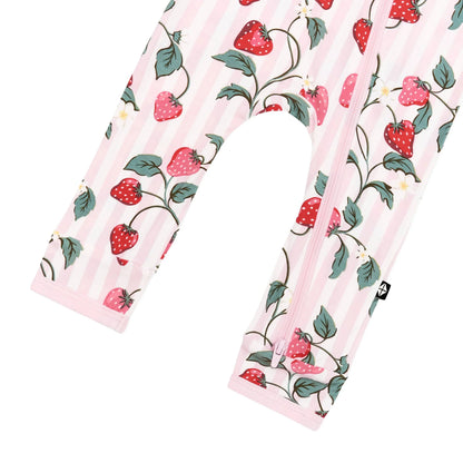 Zippered Romper in Strawberry Fields