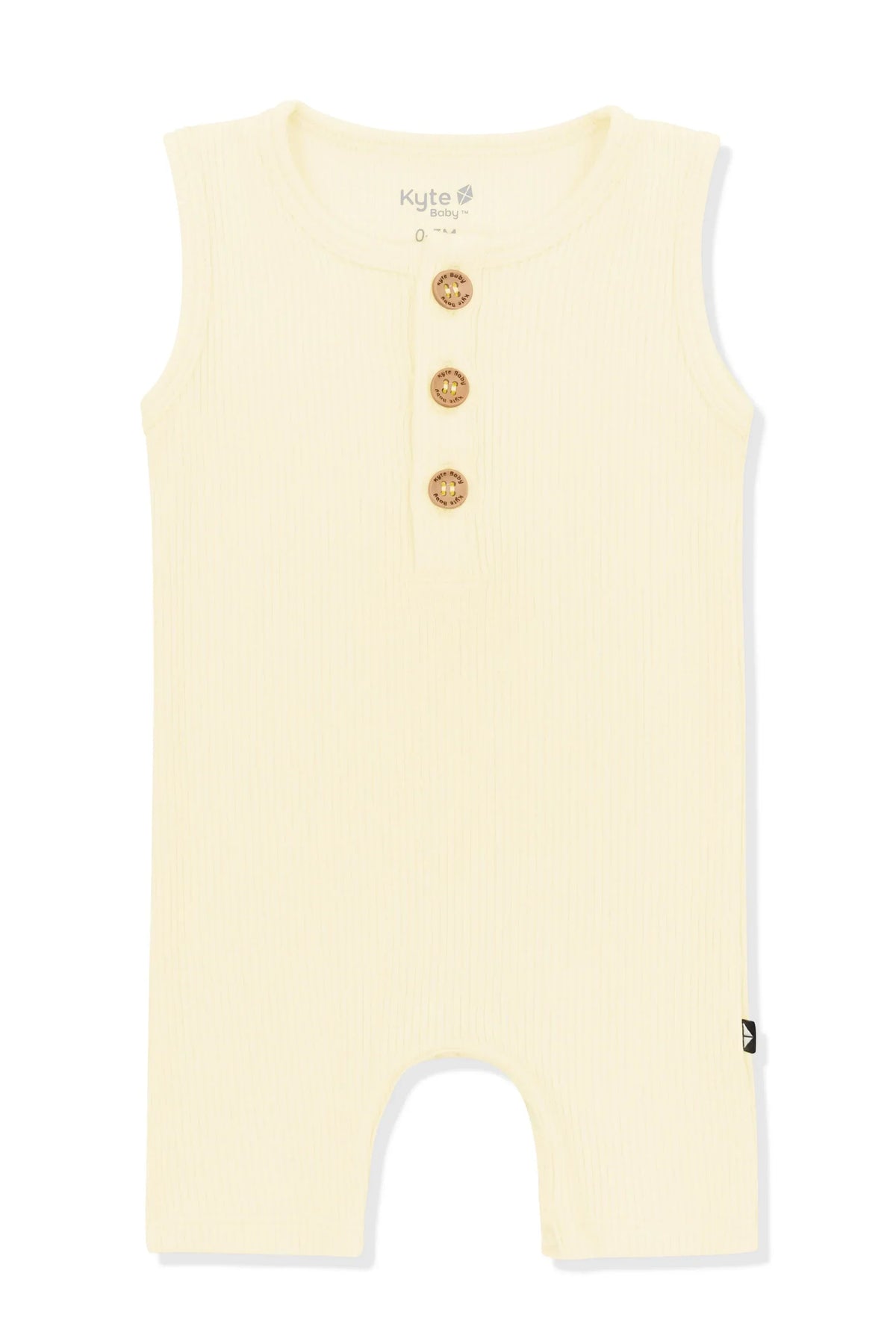 Ribbed Sleeveless Shortall in Chamomile