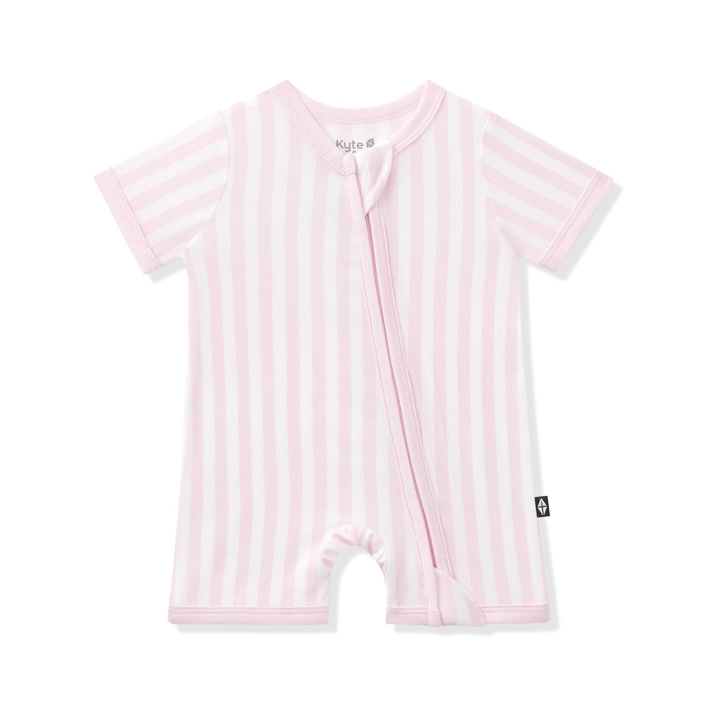 Zipper Shortall Romper in Small Sakura Stripe