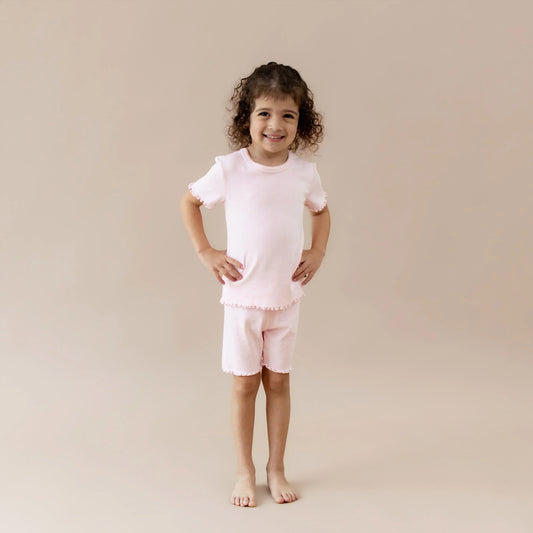 Pointelle Short Sleeve Set in Sakura