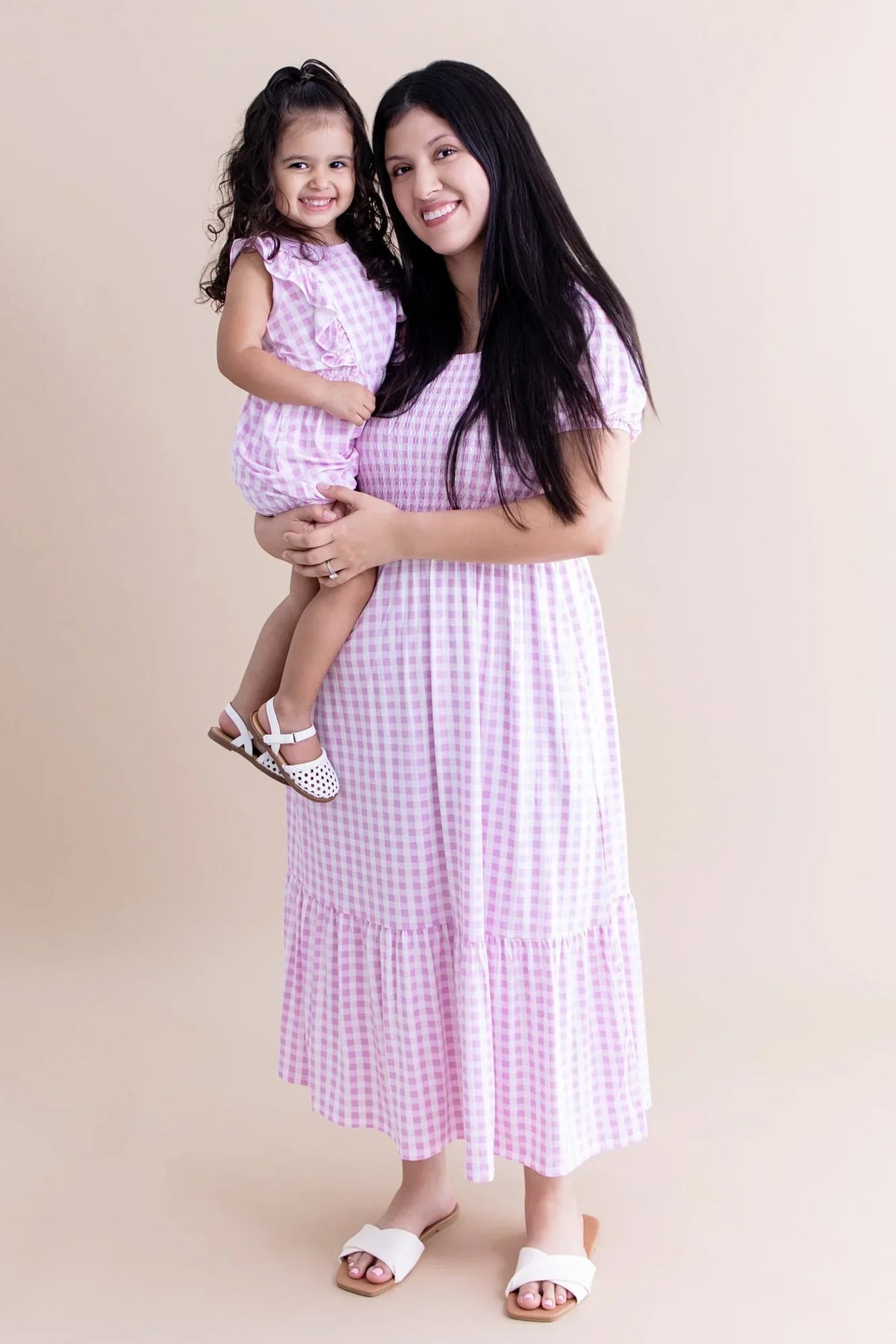 Women’s Smocked Dress in Gingham Thistle