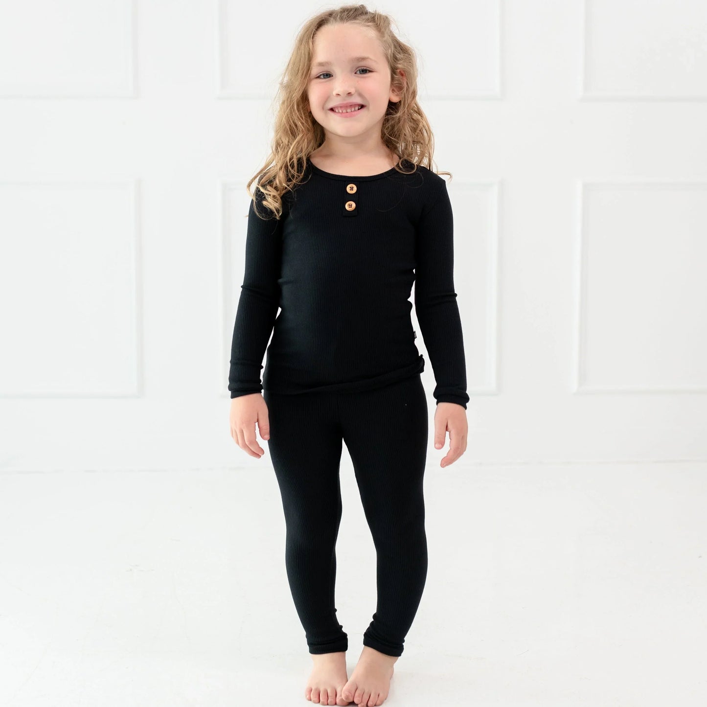 Ribbed Henley Set in Midnight