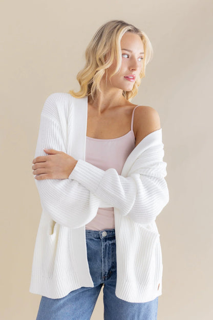 Chunky Knit Women's Oversized Cardigan in Cloud