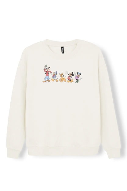 Women's Sweatshirt in Mickey and Friends on Ecru