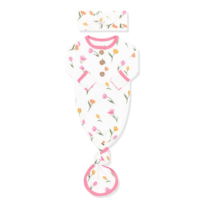 Knotted Gown with Bow Set in Tulip