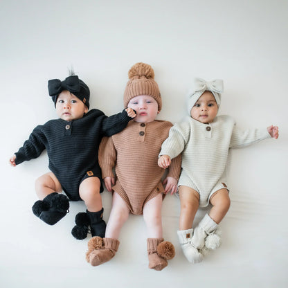 Chunky Knit Romper in Oat