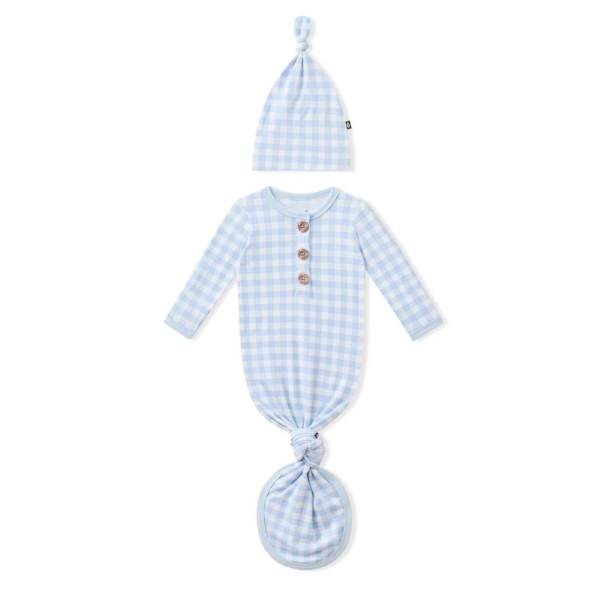 Knotted Gown with Hat Set in Gingham Breeze