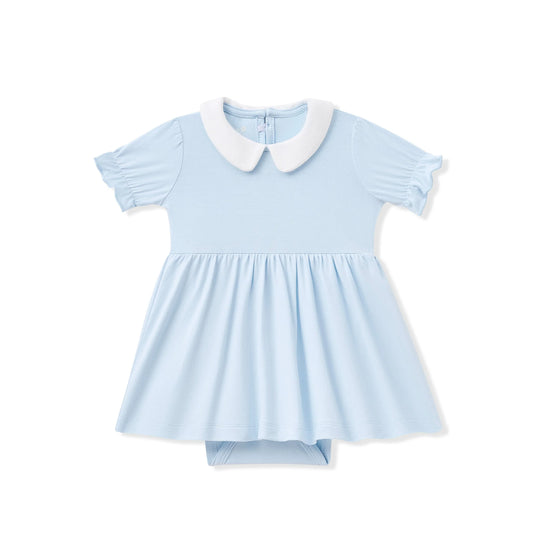 Peter Pan Collar Bodysuit Dress in Breeze