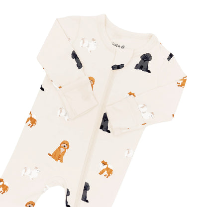 Zippered Footie in Fluffy Dog